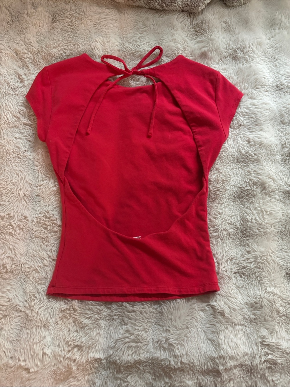 Garage Red Open-Back + Tie-Neck Women's Top - Picture 1 of 3